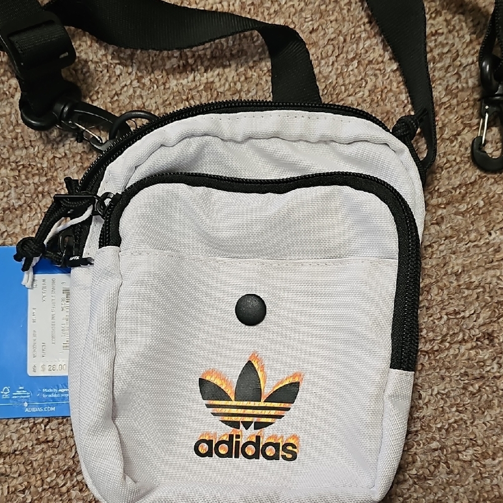 Adidas White and Black Men's Crossbody Bag